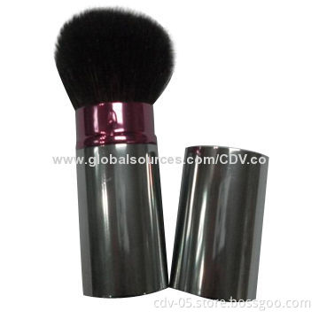 Individual retractable makeup brushes, made of aluminum ferrule and synthetic bristles